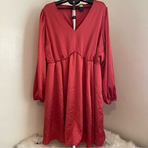 Torrid Mini Bubble Charmeuse Babydoll Dress Holly Berry Red Plus Size